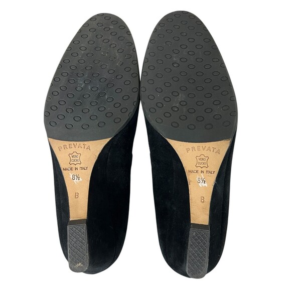 Prevata Italy Black Suede Scalloped Wedge Pumps Size 8.5 Whimsygoth Date Night - Picture 10 of 10
